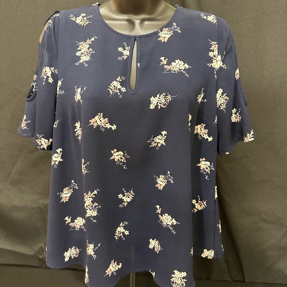 Atmosphere Blue Boxy Cut Out Blouse